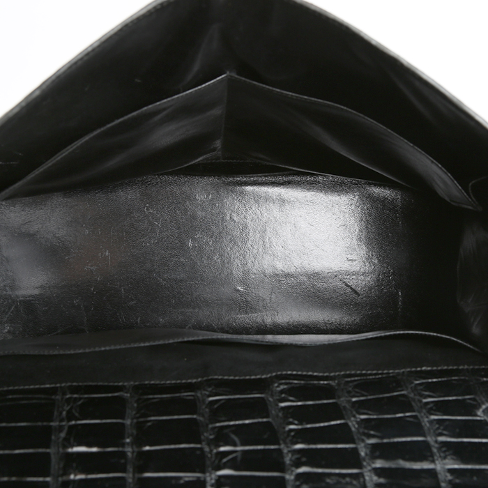 Sac à main Hermès  Kelly 35 cm en crocodile porosus noir - Detail D3