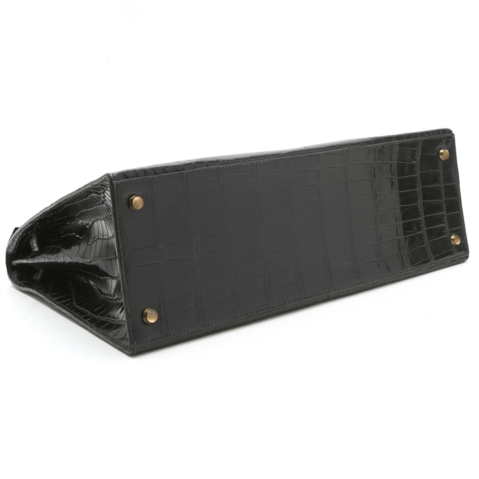 Borsa Hermès  Kelly 35 cm in coccodrillo marino nero - Detail D5