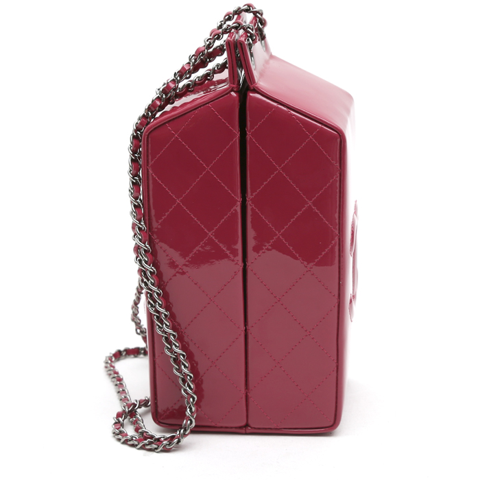 Chanel   clutch  in raspberry pink patent leather - Detail D6