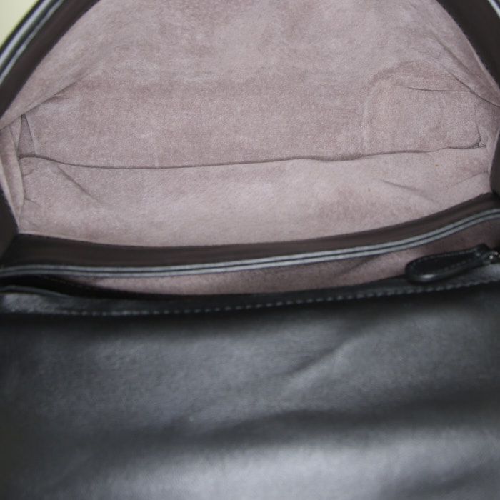 Sac à main Bottega Veneta Olimpia en cuir intrecciato noir - Detail D3