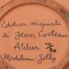 Jean Cocteau (1889-1963) & Atelier Madeline-Jolly, "Fleur aux yeux",  A terracotta plate with black oxide crayon and coloured glaze - 1958 (A.G.176) - Detail D4 thumbnail