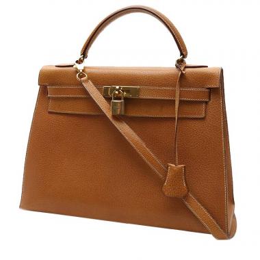 Bolso de mano Hermès  Kelly 32 cm en cuero de Pecarí color oro