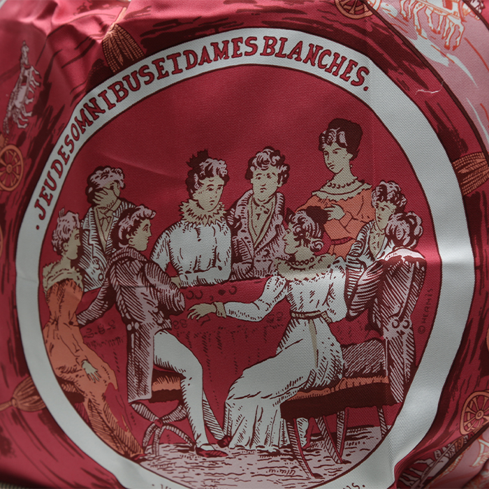 Hermès  Silky Pop - Shop Bag shopping bag  in red printed canvas  and red H togo leather - Detail D1