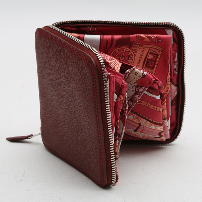 Shopping bag Hermès  Silky Pop - Shop Bag in tela con stampa rossa e pelle togo rosso H - Detail D4