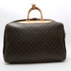 Louis Vuitton  Alize travel bag  in brown monogram canvas  and natural leather - Detail D7 thumbnail