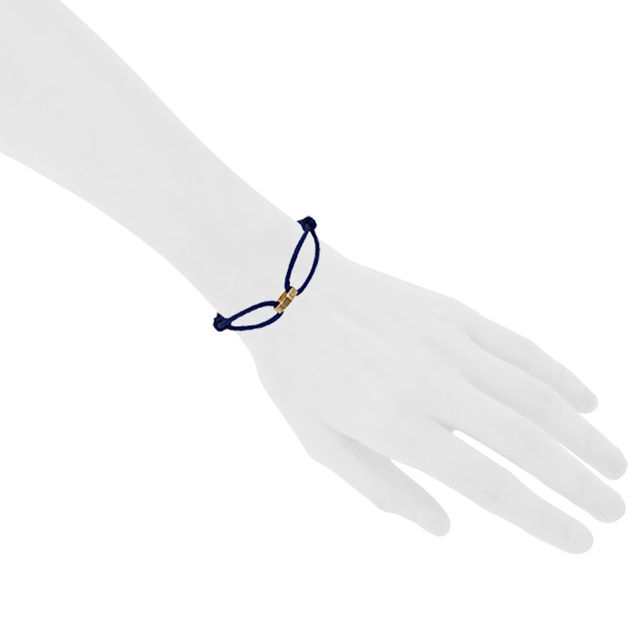 Bracelet Cartier Love en or jaune et soie - Detail D1