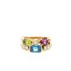 Articulated Bulgari Allegra medium model ring in yellow gold, diamonds and colored stones - 360 thumbnail