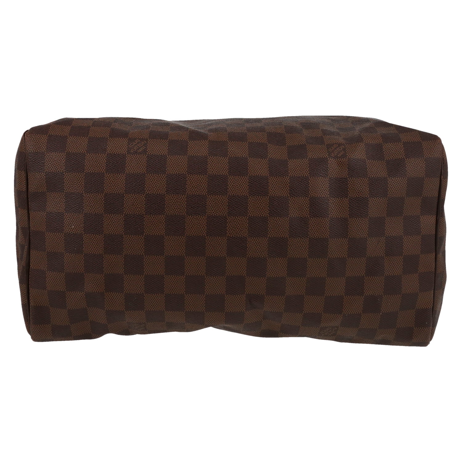 Louis Vuitton  Speedy 35 handbag  in ebene damier canvas  and brown leather - Detail D1