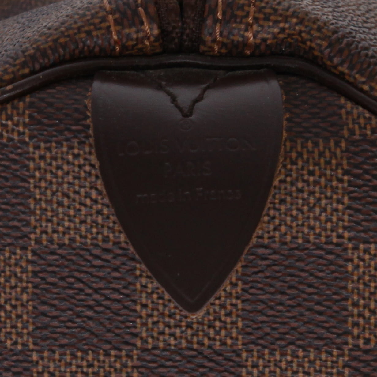 Louis Vuitton  Speedy 35 handbag  in ebene damier canvas  and brown leather - Detail D2