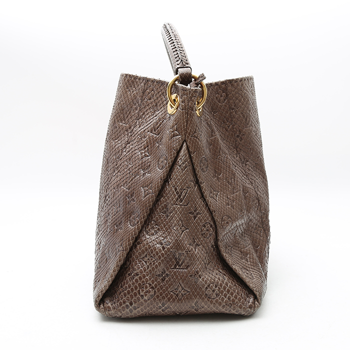 Bolso de mano Louis Vuitton  Artsy modelo mediano  en piel de pitón marrón - Detail D5