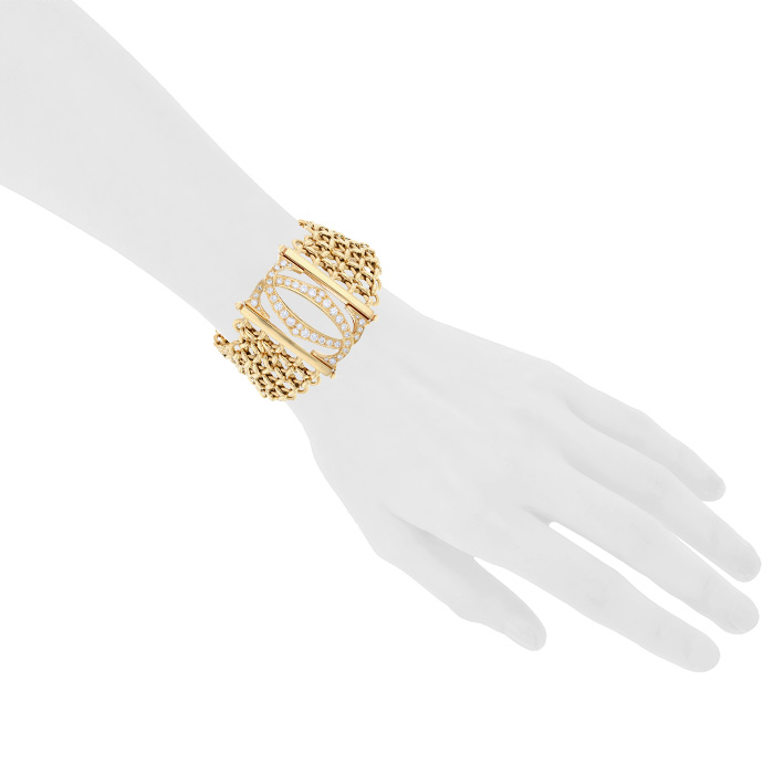 Bracciale Cartier Pénélope modello grande in oro giallo e diamanti - Detail D1