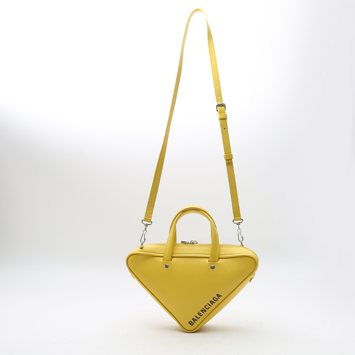 Balenciaga Triangle Duffle handbag in yellow leather - Detail D8