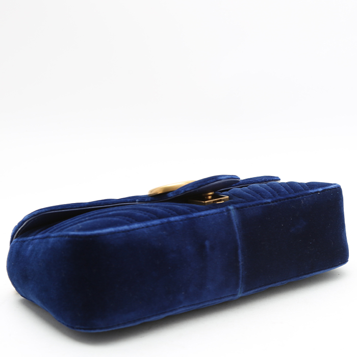 Sac bandoulière Gucci  GG Marmont en velours bleu - Detail D4