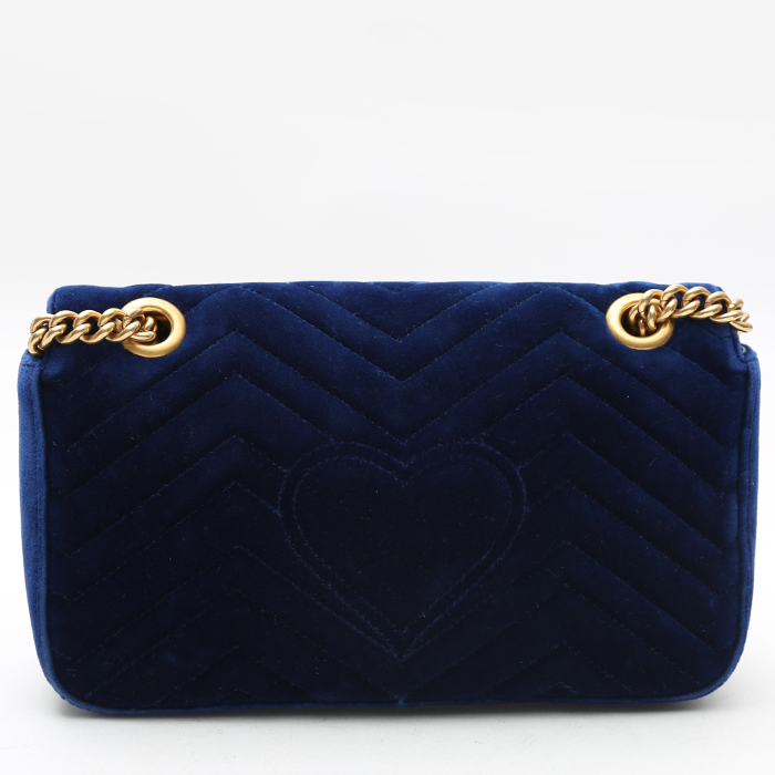 Sac bandoulière Gucci  GG Marmont en velours bleu - Detail D7