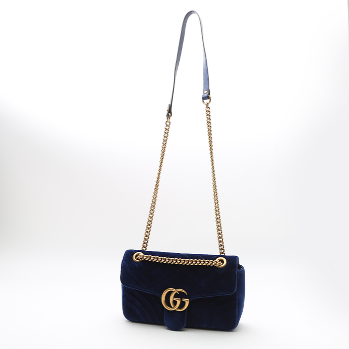 Bolso bandolera Gucci  GG Marmont en terciopelo azul - Detail D8
