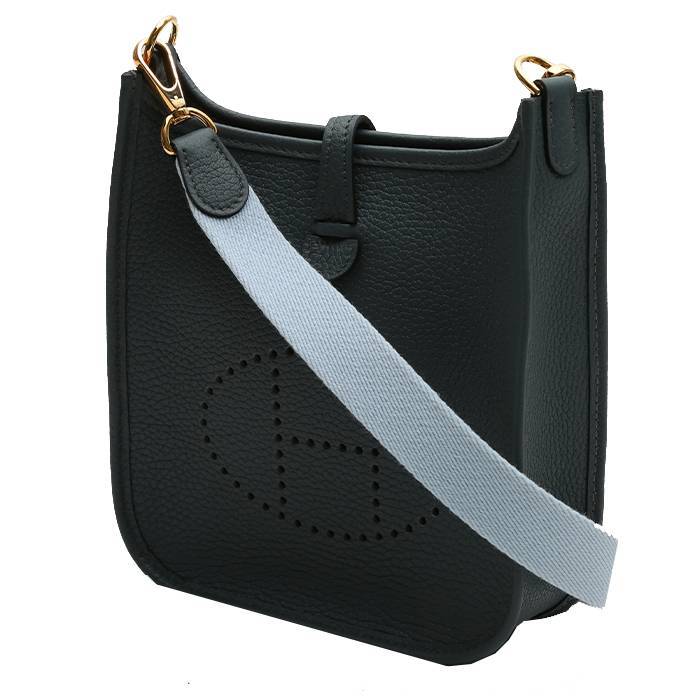 Hermès Mini Evelyne Shoulder Bag in Bleu Orage Togo Leather and