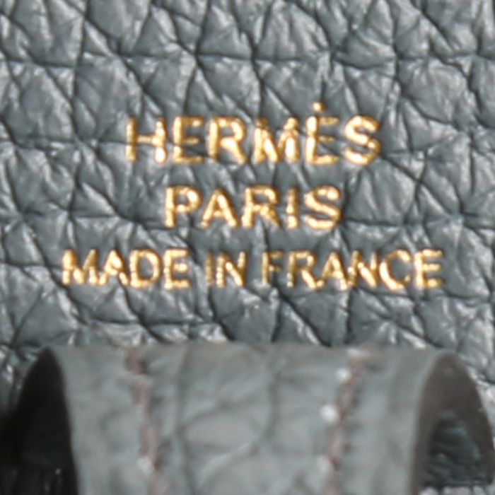 Hermès  Mini Evelyne shoulder bag  in Bleu Orage togo leather  and Bleu Brume canvas - Detail D3