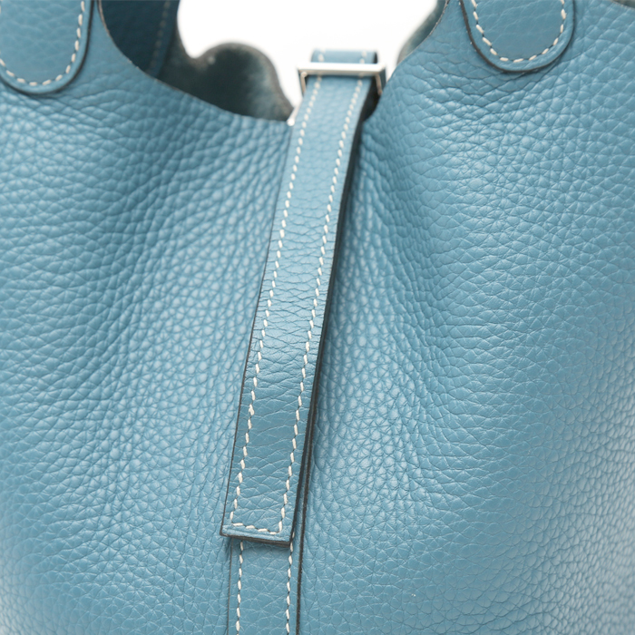 Hermès  Picotin handbag  in blue jean togo leather - Detail D1