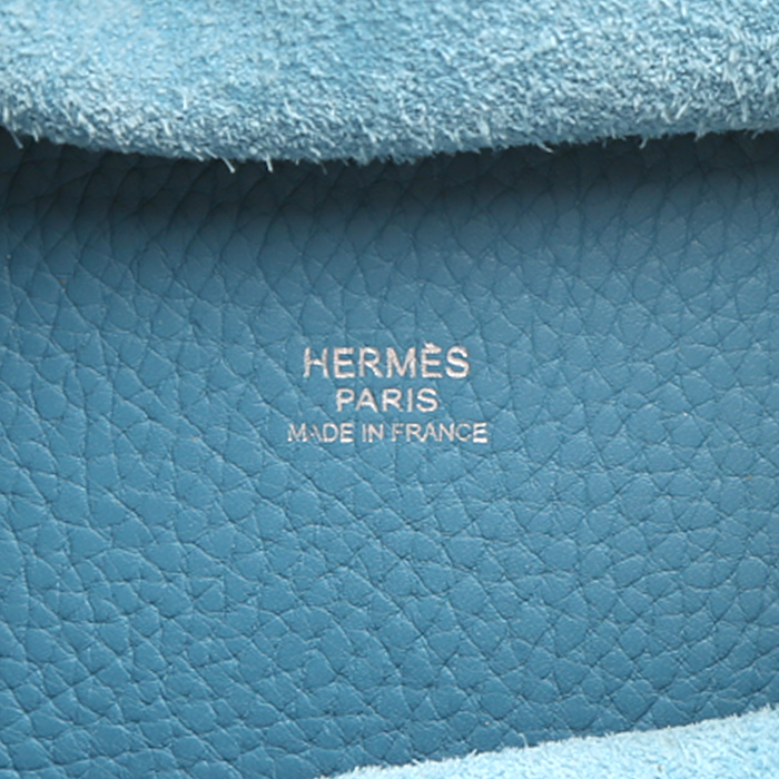 Hermès  Picotin handbag  in blue jean togo leather - Detail D3