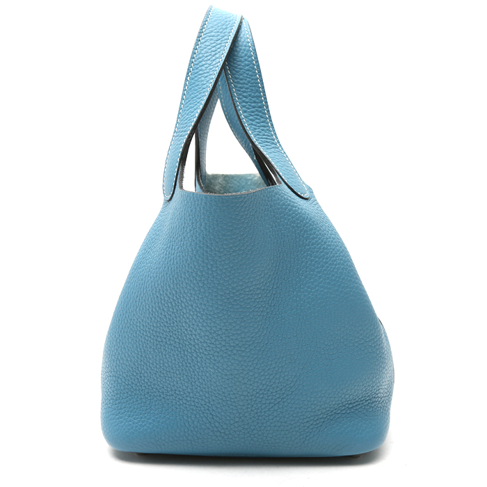 Hermès  Picotin handbag  in blue jean togo leather - Detail D7