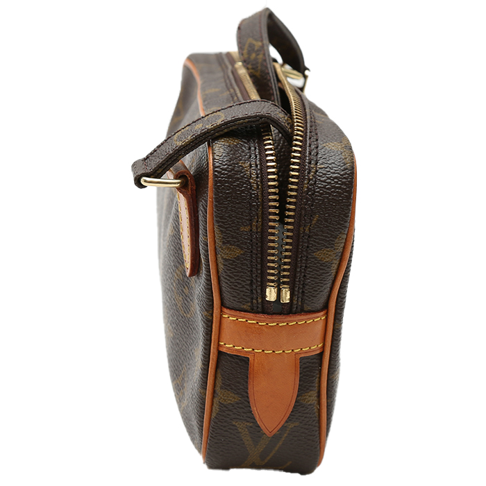 Bolso bandolera Louis Vuitton  Marly en lona Monogram marrón y cuero natural - Detail D6