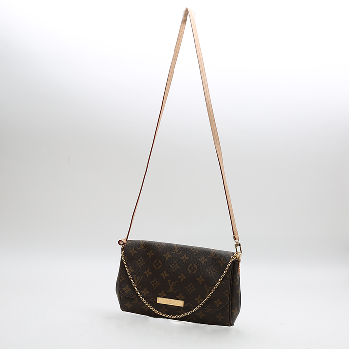 Borsa a tracolla Louis Vuitton  Favorite in tela monogram marrone e pelle naturale - Detail D8