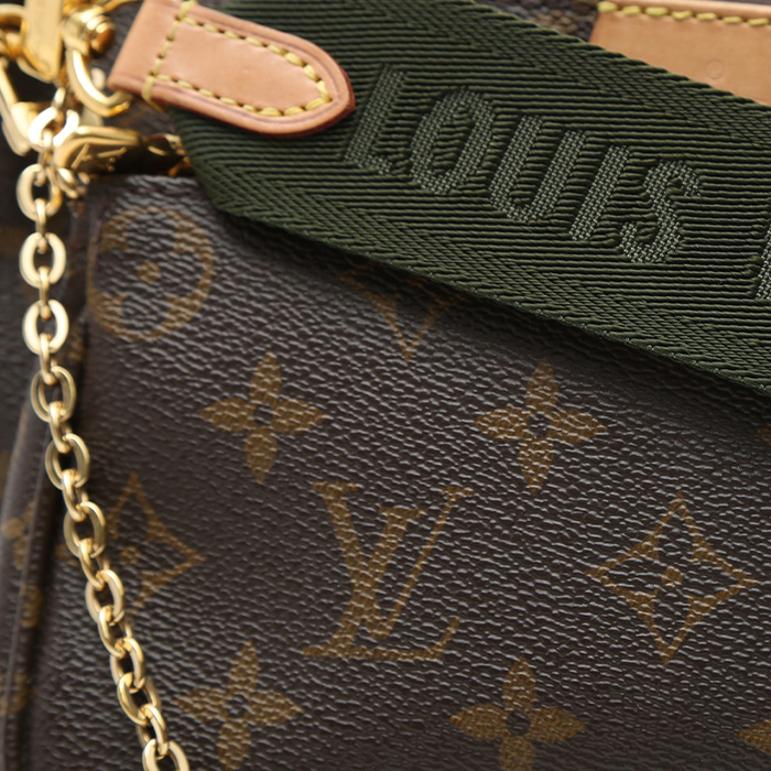 Bolso/bolsito Louis Vuitton  Multi-Pochette Accessoires en lona Monogram marrón y cuero natural - Detail D1