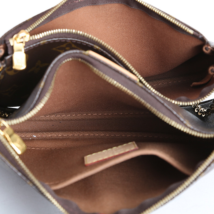 Louis Vuitton  Multi-Pochette Accessoires handbag/clutch  in brown monogram canvas  and natural leather - Detail D2