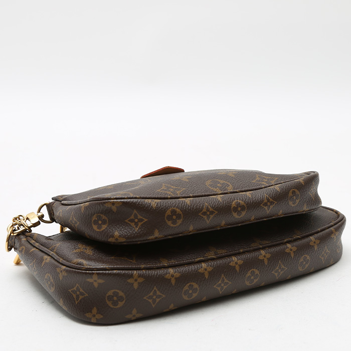 Louis Vuitton  Multi-Pochette Accessoires handbag/clutch  in brown monogram canvas  and natural leather - Detail D4