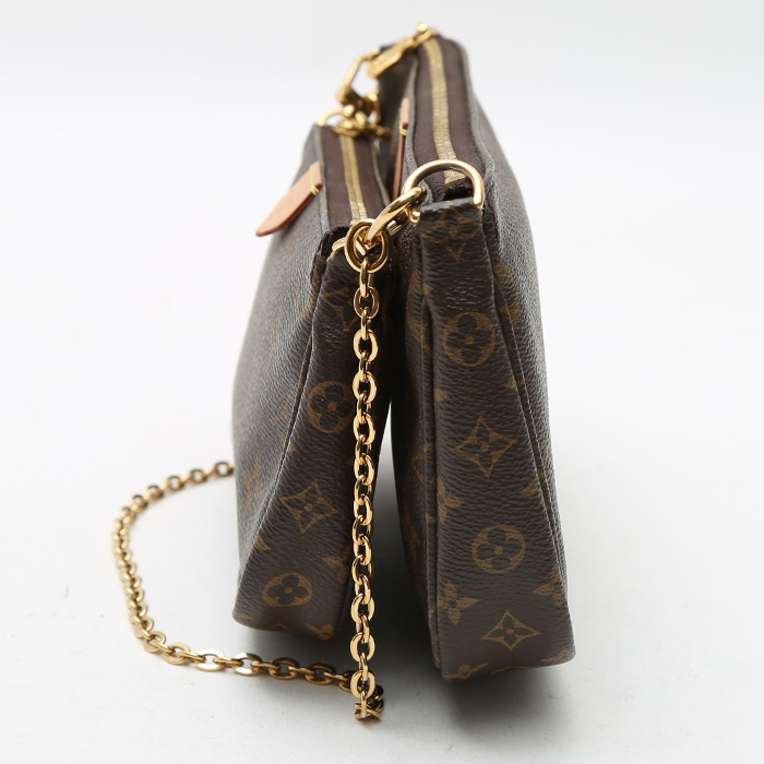 Louis Vuitton  Multi-Pochette Accessoires handbag/clutch  in brown monogram canvas  and natural leather - Detail D5