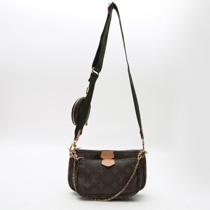 Sac/pochette Louis Vuitton  Multi-Pochette Accessoires en toile monogram marron et cuir naturel - Detail D8