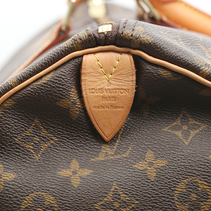 Bolsa de viaje Louis Vuitton  Keepall 60 en lona Monogram marrón y cuero natural - Detail D3