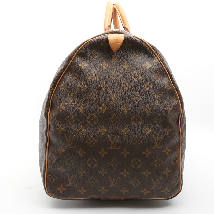 Louis Vuitton  Keepall 60 travel bag  in brown monogram canvas  and natural leather - Detail D5