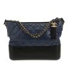 Chanel  Gabrielle  medium model  shoulder bag  in navy blue quilted leather  and black leather - 360 thumbnail