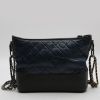 Chanel  Gabrielle  medium model  shoulder bag  in navy blue quilted leather  and black leather - Detail D7 thumbnail