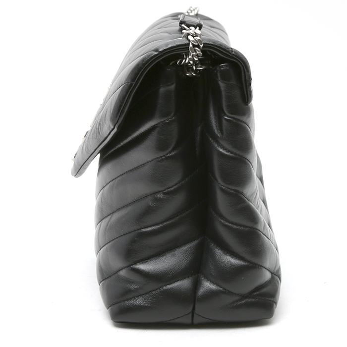 Borsa a tracolla Saint Laurent Loulou modello medio in pelle trapuntata a zigzag nera - Detail D5