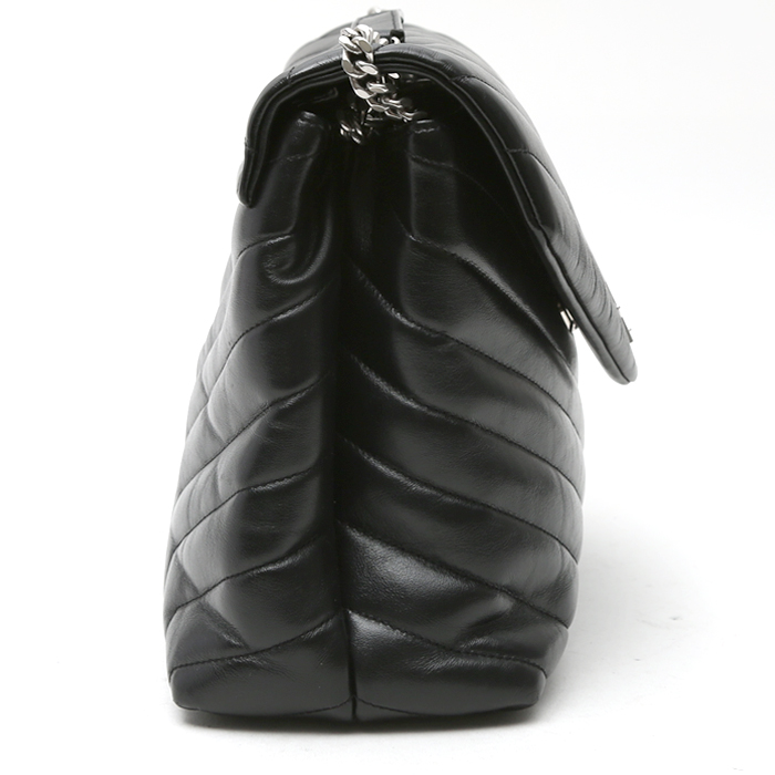 Borsa a tracolla Saint Laurent Loulou modello medio in pelle trapuntata a zigzag nera - Detail D6