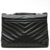 Saint Laurent  Loulou medium model  shoulder bag  in black chevron quilted leather - Detail D7 thumbnail