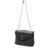 Saint Laurent  Loulou medium model  shoulder bag  in black chevron quilted leather - Detail D8 thumbnail