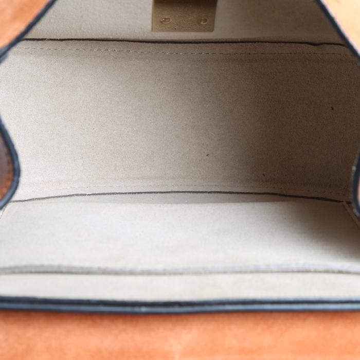 Chloé Drew small model shoulder bag in orange suede and beige python - Detail D2