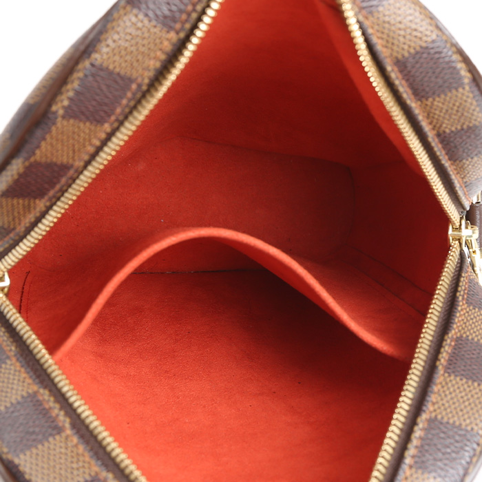 Louis Vuitton Ipanema shoulder bag in ebene damier canvas and brown leather - Detail D2