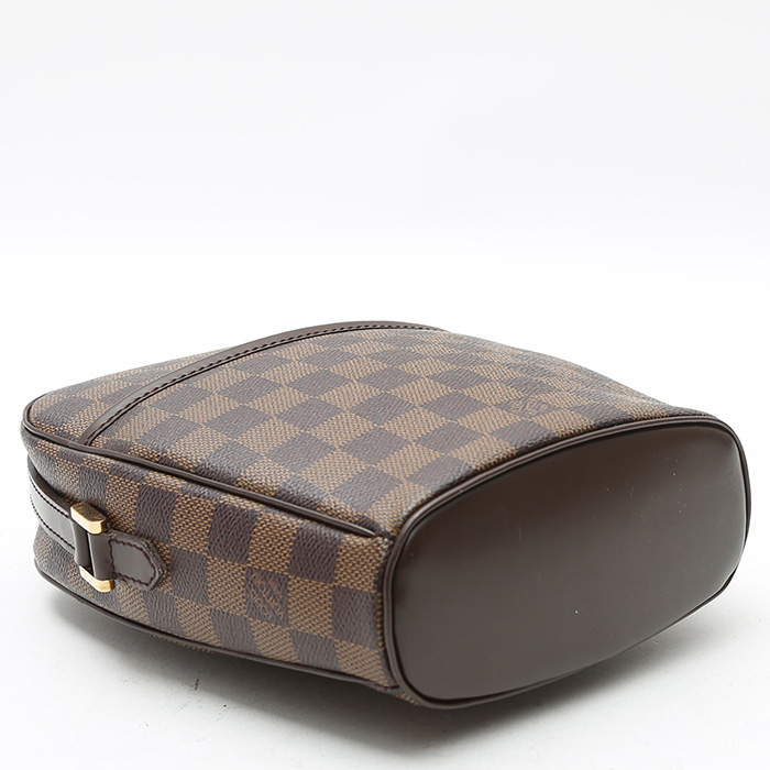 Louis Vuitton Ipanema shoulder bag in ebene damier canvas and brown leather - Detail D4