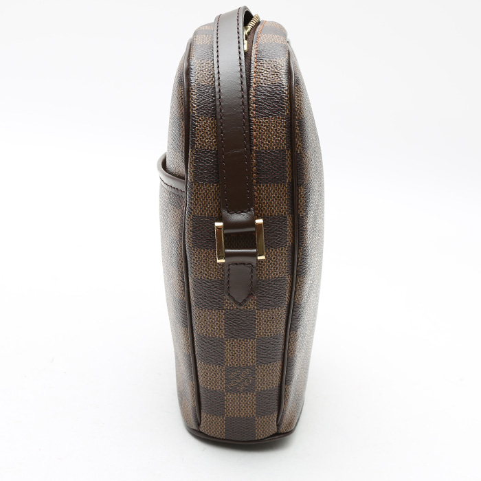 Louis Vuitton Ipanema shoulder bag in ebene damier canvas and brown leather - Detail D5