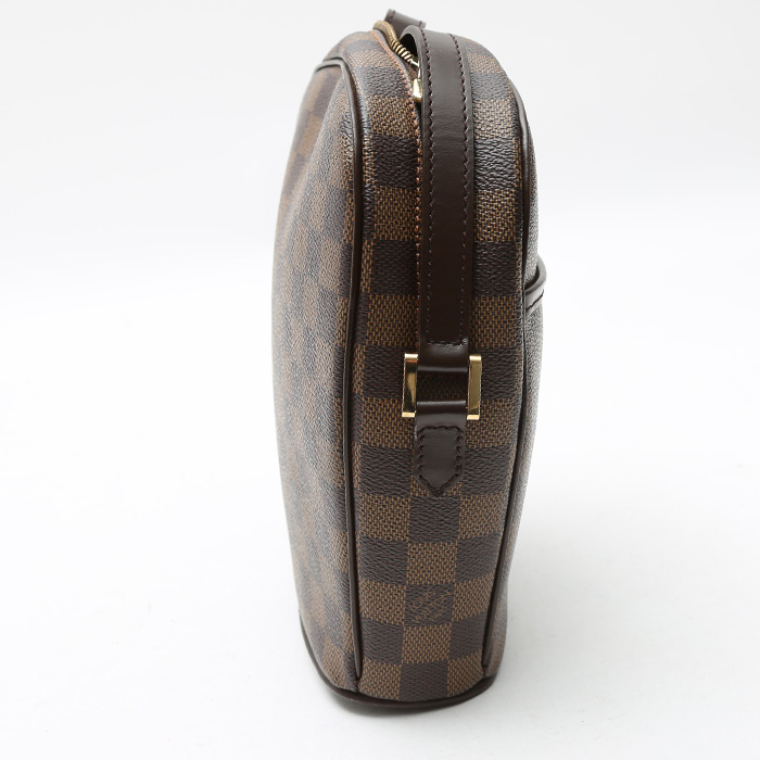 Louis Vuitton Ipanema shoulder bag in ebene damier canvas and brown leather - Detail D6
