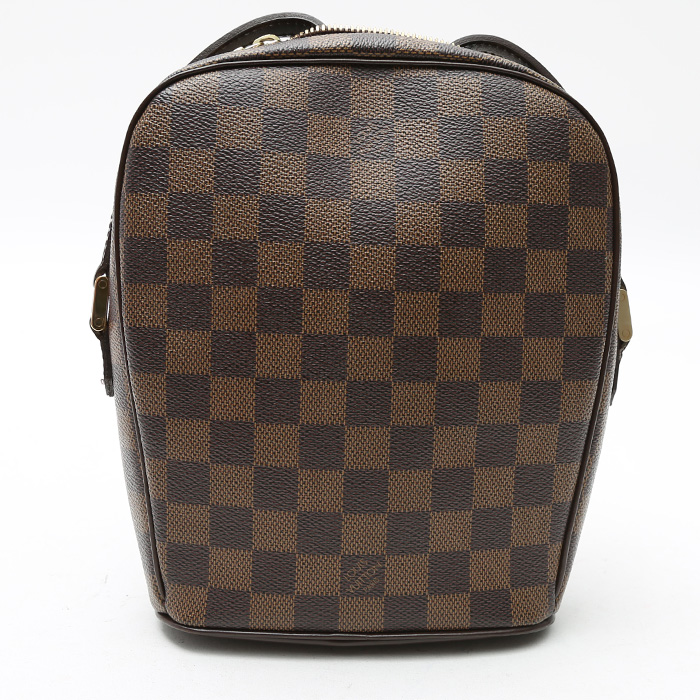 Louis Vuitton Ipanema shoulder bag in ebene damier canvas and brown leather - Detail D7