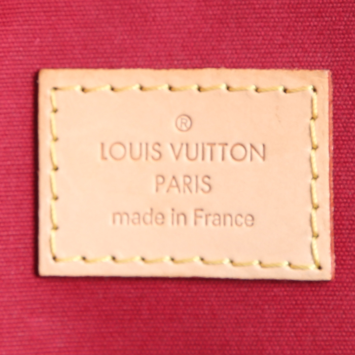 Louis Vuitton  Bellevue small model  handbag  in red monogram patent leather  and natural leather - Detail D3