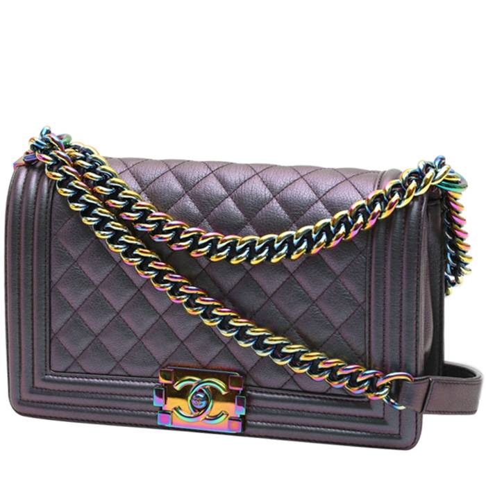 QUILTED CROSSBODY BAG WITH METAL DETAIL - Purple