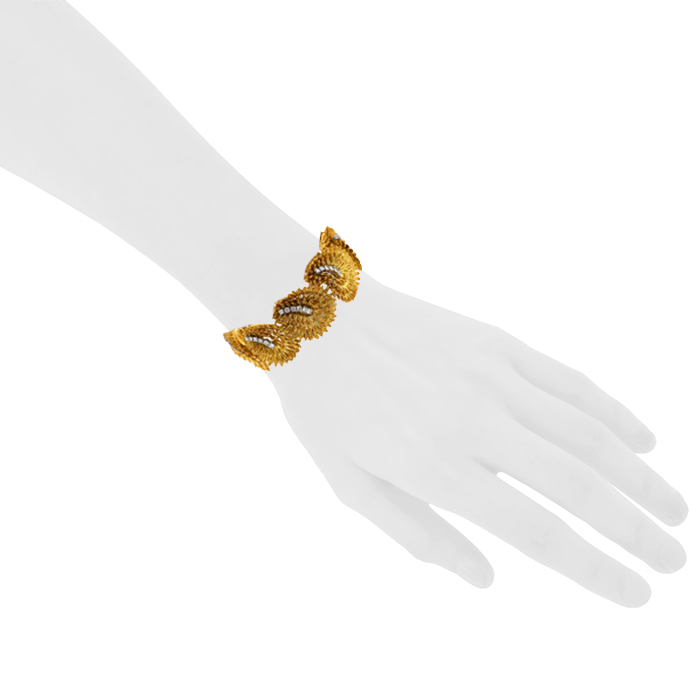 Brazalete articulado Vintage  de oro amarillo y diamantes - Detail D1