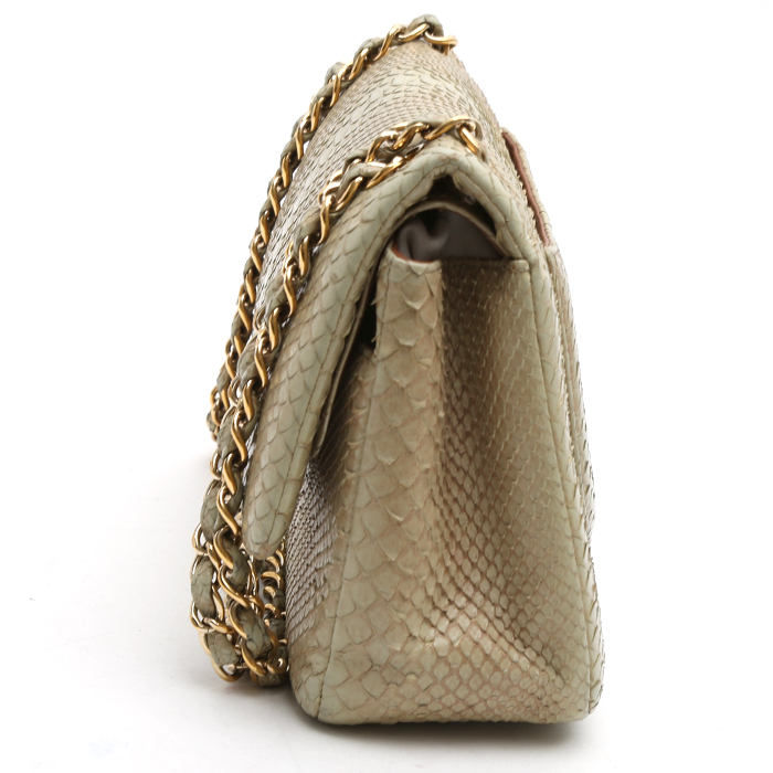Borsa a tracolla Chanel  Timeless Jumbo in pitone beige - Detail D6