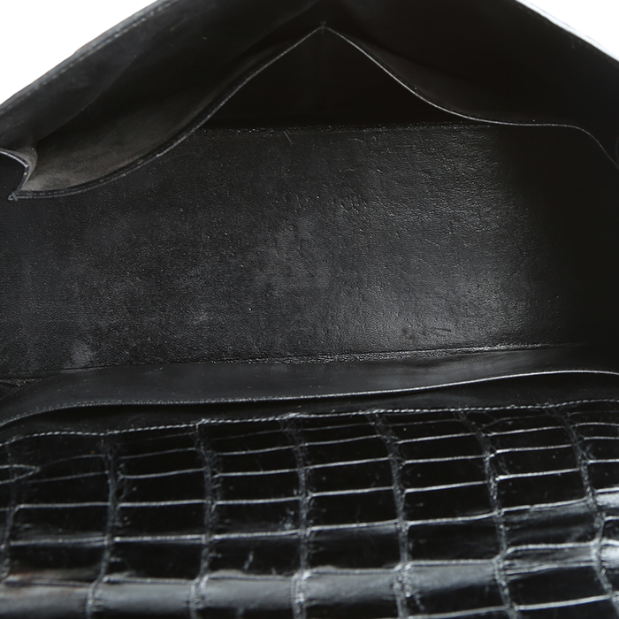 Hermès  Kelly 32 cm handbag  in black porosus crocodile - Detail D2